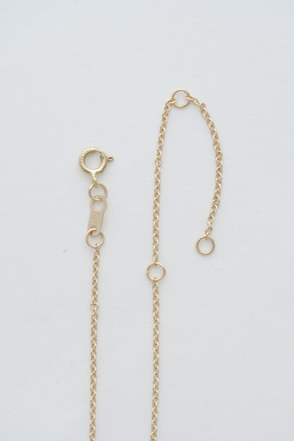 Dainty Cable Charm Chain in 14kt yellow gold with spring ring clasp and adjustable length rings