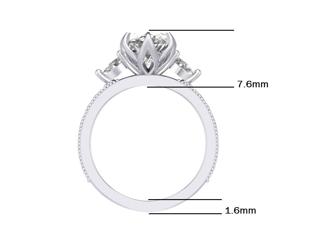 Plt Diamond Embroidered Marquise Engagement Ring