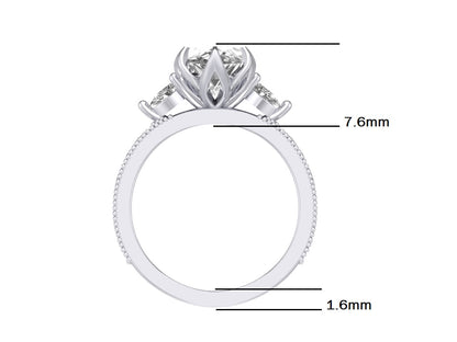 Plt Diamond Embroidered Marquise Engagement Ring
