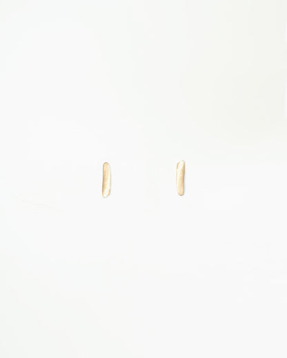 WWAKE Gold Dash Wisp Earrings, tiny 10kt yellow gold bar studs, product view