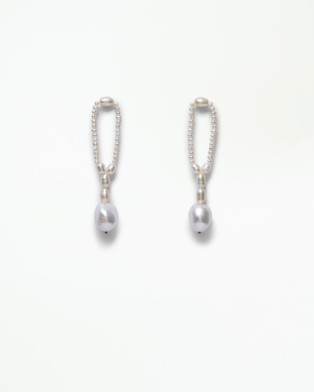 WWAKE Pearl Hitch Earrings, freshwater pearls woven into a loop in 14kt yellow gold, product view