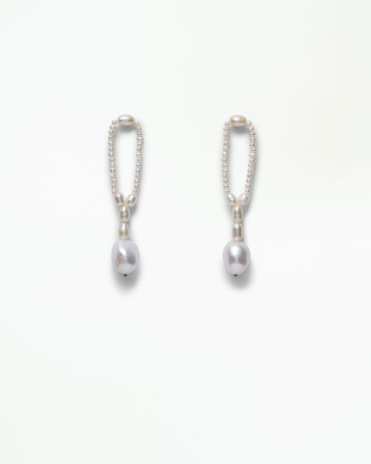 WWAKE Pearl Hitch Earrings, freshwater pearls woven into a loop in 14kt yellow gold, product view