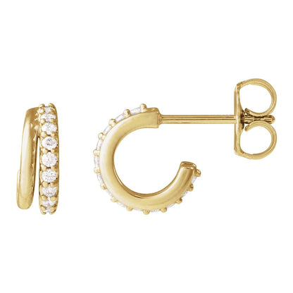 Duo Diamond Hoops in 14kt yellow gold with lab grown diamonds, front and side view