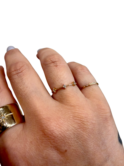 Three Prong Diamond Dash Ring by Zoë Chicco, 14kt gold, white diamonds .09 ctw