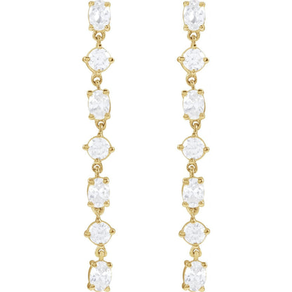 Glimmer Diamond Drops, seven stone lab grown diamond earrings in 14kt yellow gold, front view