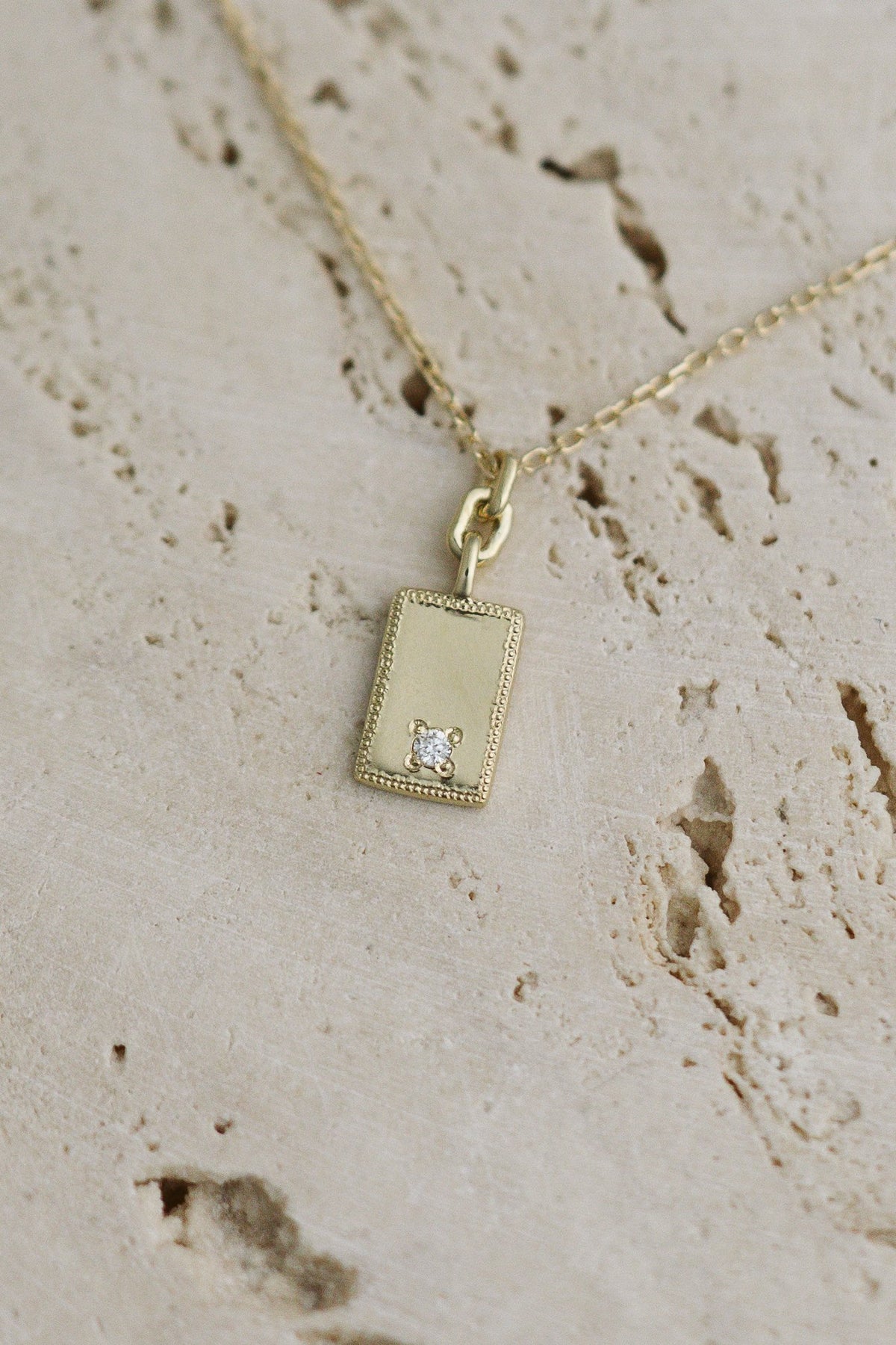 Jennie Kwon Rectangle Diamond Mirror Pendant in 14kt yellow gold