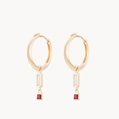 Bluboho Blessings Abound Moonstone Earring Charms on 14kt yellow gold hoops