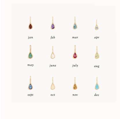 Pear Mood Birthstone Pendant worn layered