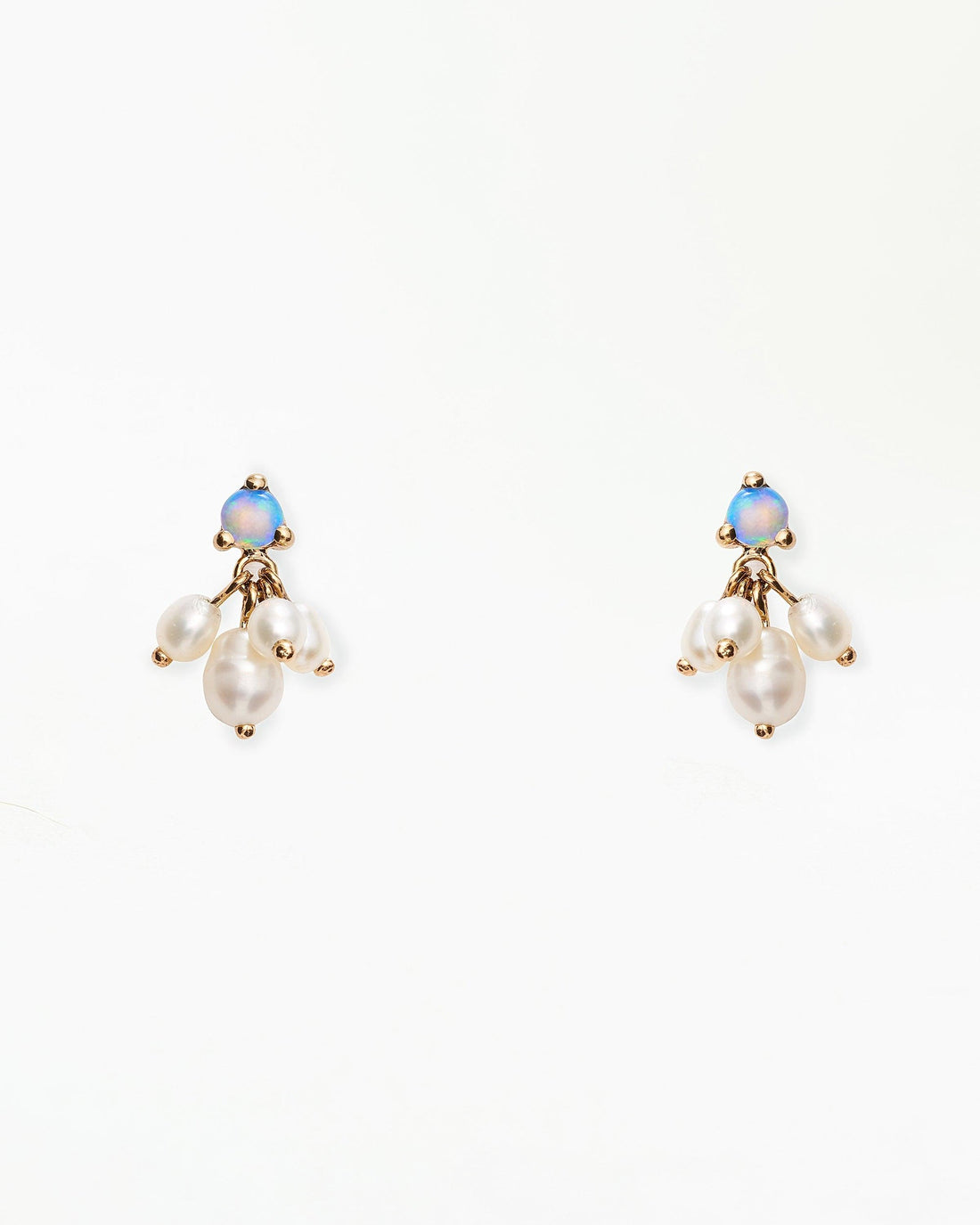 WWAKE Opal &amp; Pearl Cloudburst Earrings in 14kt yellow gold, product view