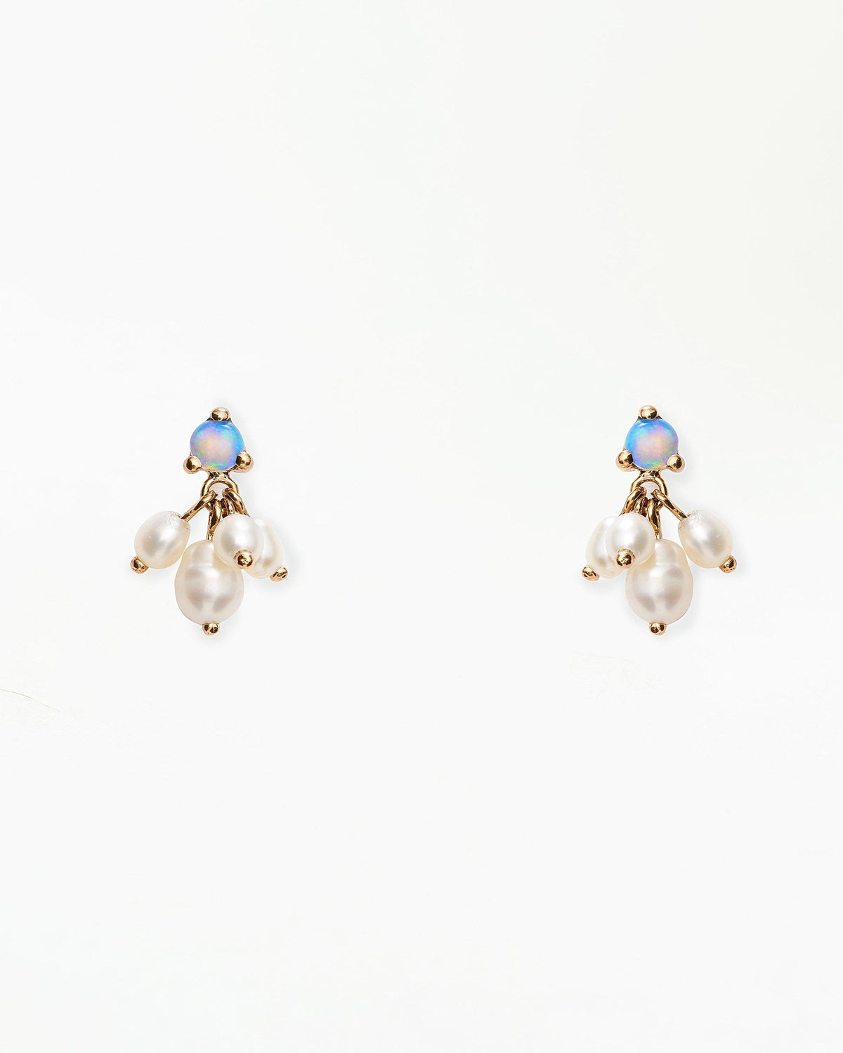 WWAKE Opal &amp; Pearl Cloudburst Earrings in 14kt yellow gold, product view