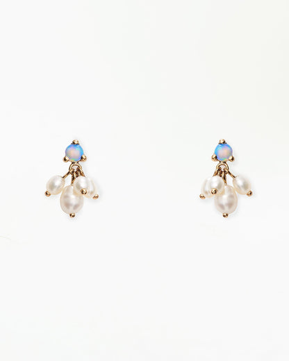 WWAKE Opal &amp; Pearl Cloudburst Earrings in 14kt yellow gold, product view