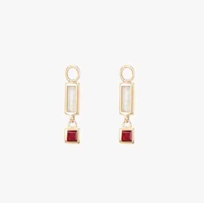 Blessings Abound Moonstone Earring Charms with carved moonstone and ruby, charms only