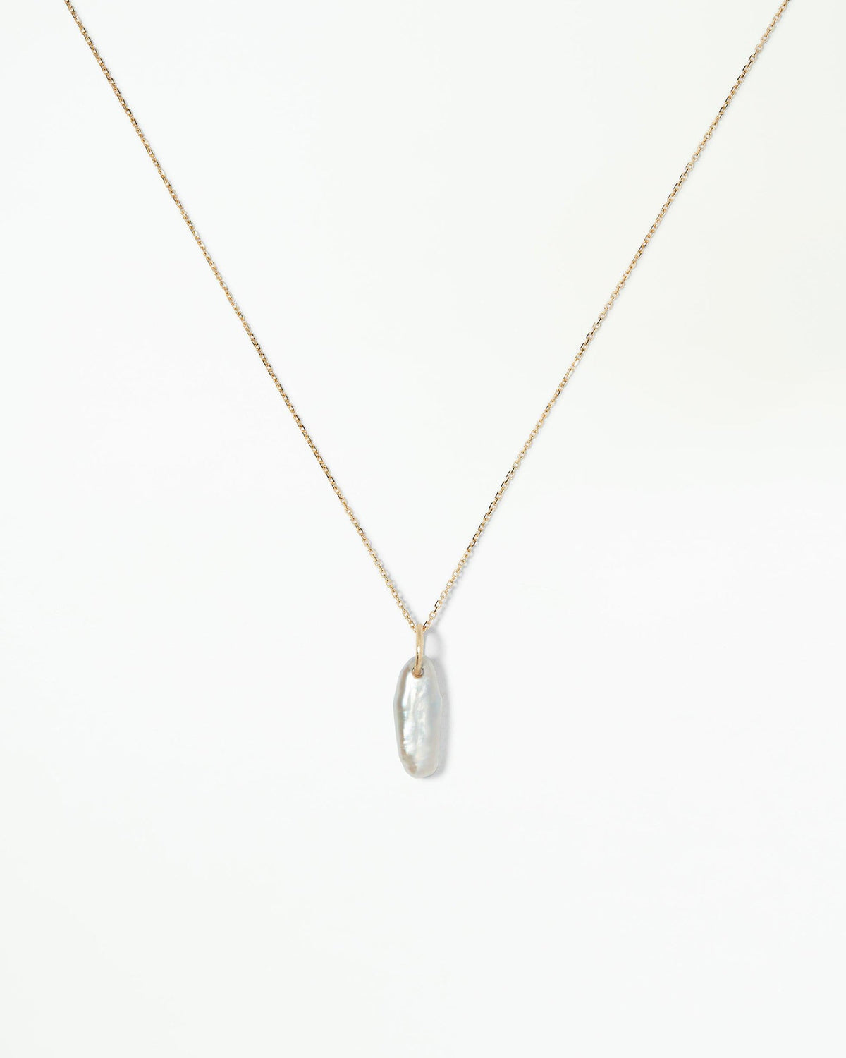 Lagniappe Pearl Charm on a fine gold chain