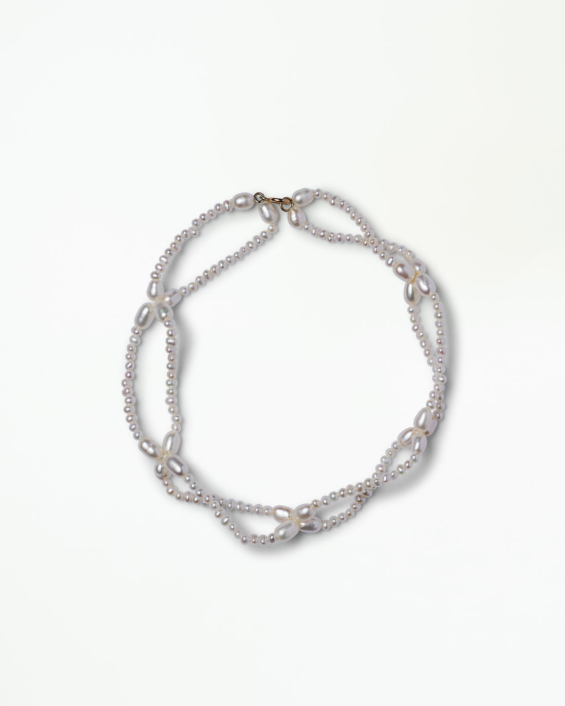 WWAKE Pearl Petal Bracelet, hand strung freshwater pearls in 14kt yellow gold, product view