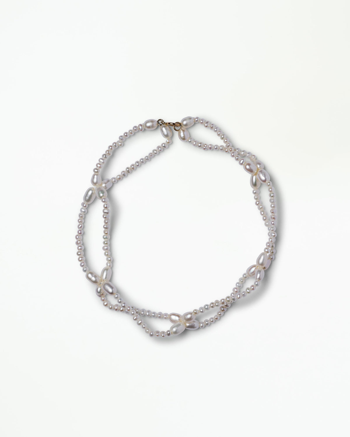 WWAKE Pearl Petal Bracelet, hand strung freshwater pearls in 14kt yellow gold, product view