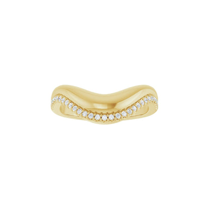 Pave Diamond Embrace contour wedding band in 14kt yellow gold with pave round diamonds, front view