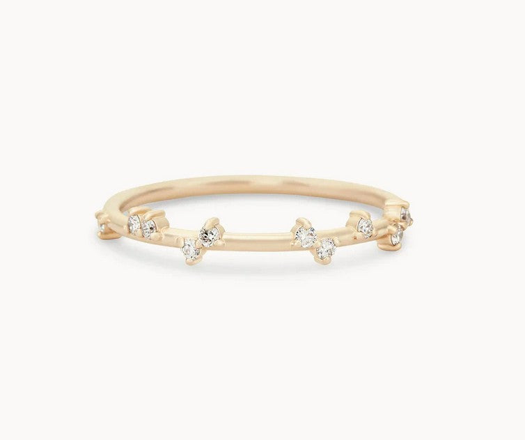 Milky Way Diamond Band with scattered white diamonds in 14kt yellow gold, product view 2