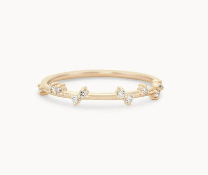 Milky Way Diamond Band with scattered white diamonds in 14kt yellow gold, product view 2