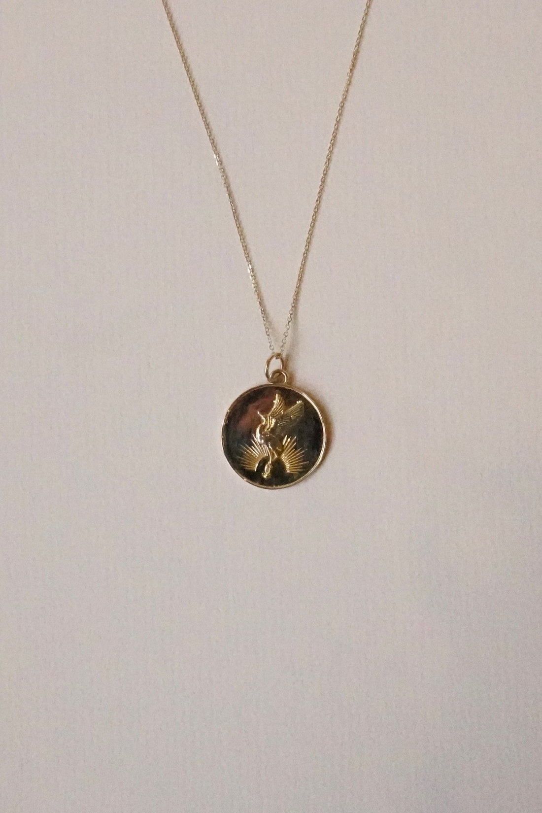 Talon Sunrise Crane Medallion in 14kt yellow gold