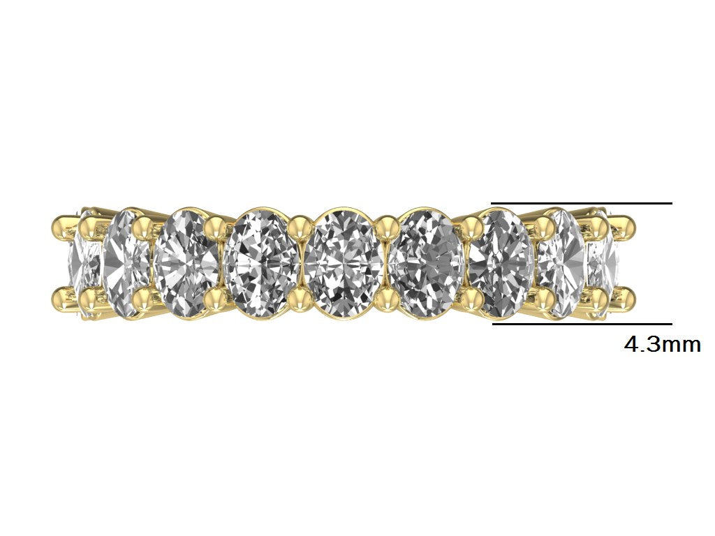 Oval Diamond Devotion Wedding Band in 14kt yellow gold, top view showing 4.3mm width