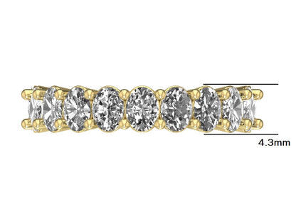 Oval Diamond Devotion Wedding Band in 14kt yellow gold, top view showing 4.3mm width