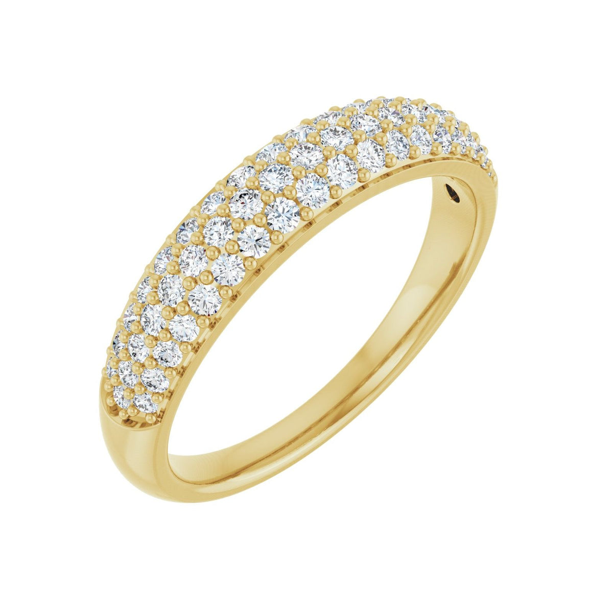Diamond Dome, domed pavé diamond band in 14kt yellow gold