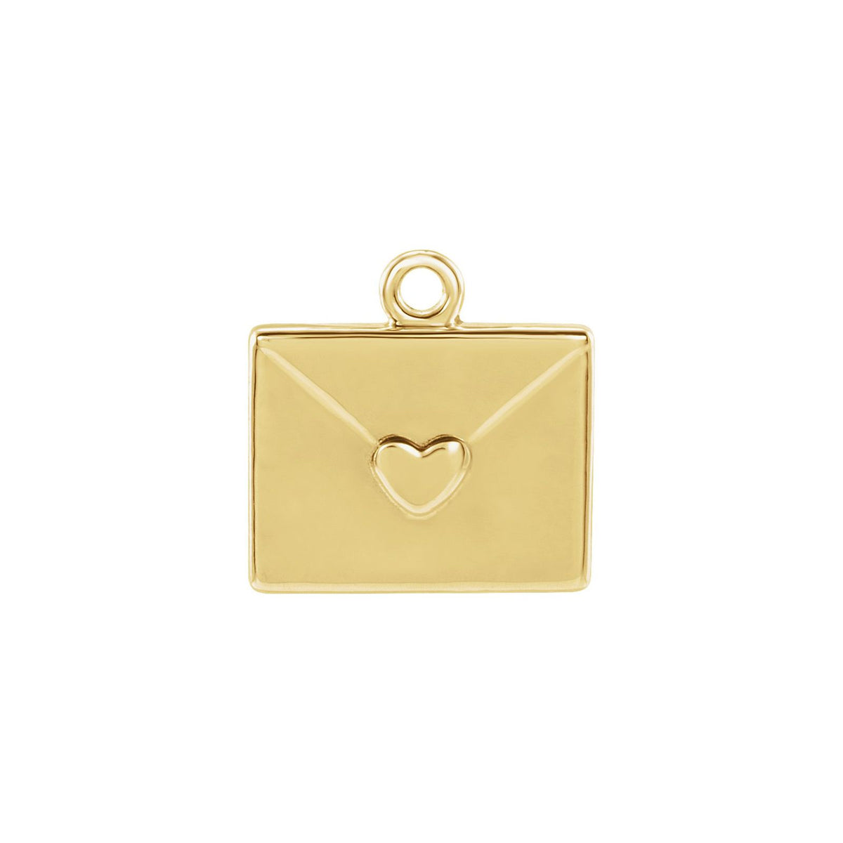To Sender envelope charm with heart seal in 14kt yellow gold