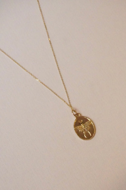Talon Dusk To Dawn Luna Moth Pendant in 14kt yellow gold