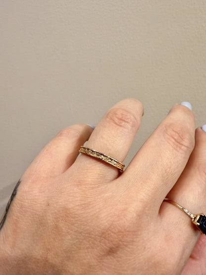 Golden Gardens Band engraved floral band in 14kt yellow gold worn on the hand