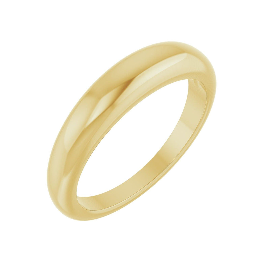 Golden Dome, polished 4mm dome band in 14kt yellow gold