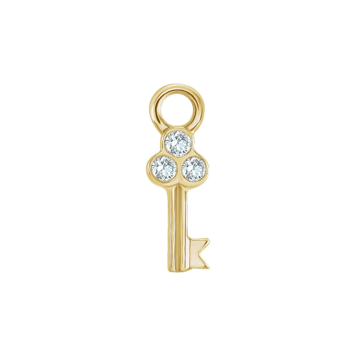 Lovers Maven diamond key charm in 14kt yellow gold, front view