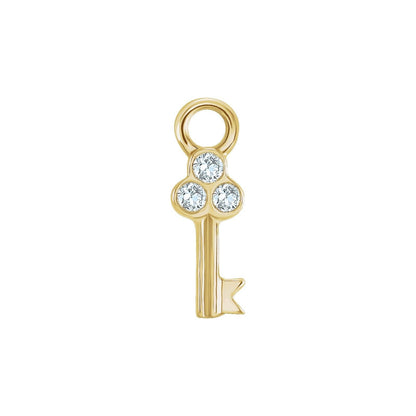 Lovers Maven Necklace, a diamond key charm in 14kt yellow gold, front view