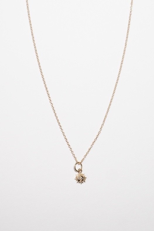 Lane &amp; Kate BB Lovers Embrace sun and moon necklace in 14kt yellow gold