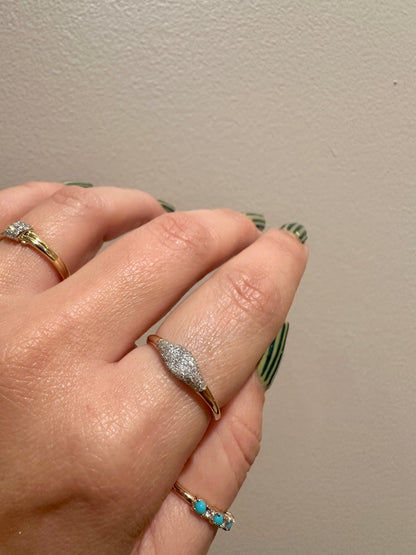 Fine Sparkle Mini Signet Ring with pave diamonds in 14kt yellow gold, product view 3