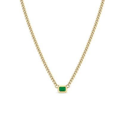 Zoe Chicco Emerald Bezel Set Curb Chain in 14kt yellow gold, product view