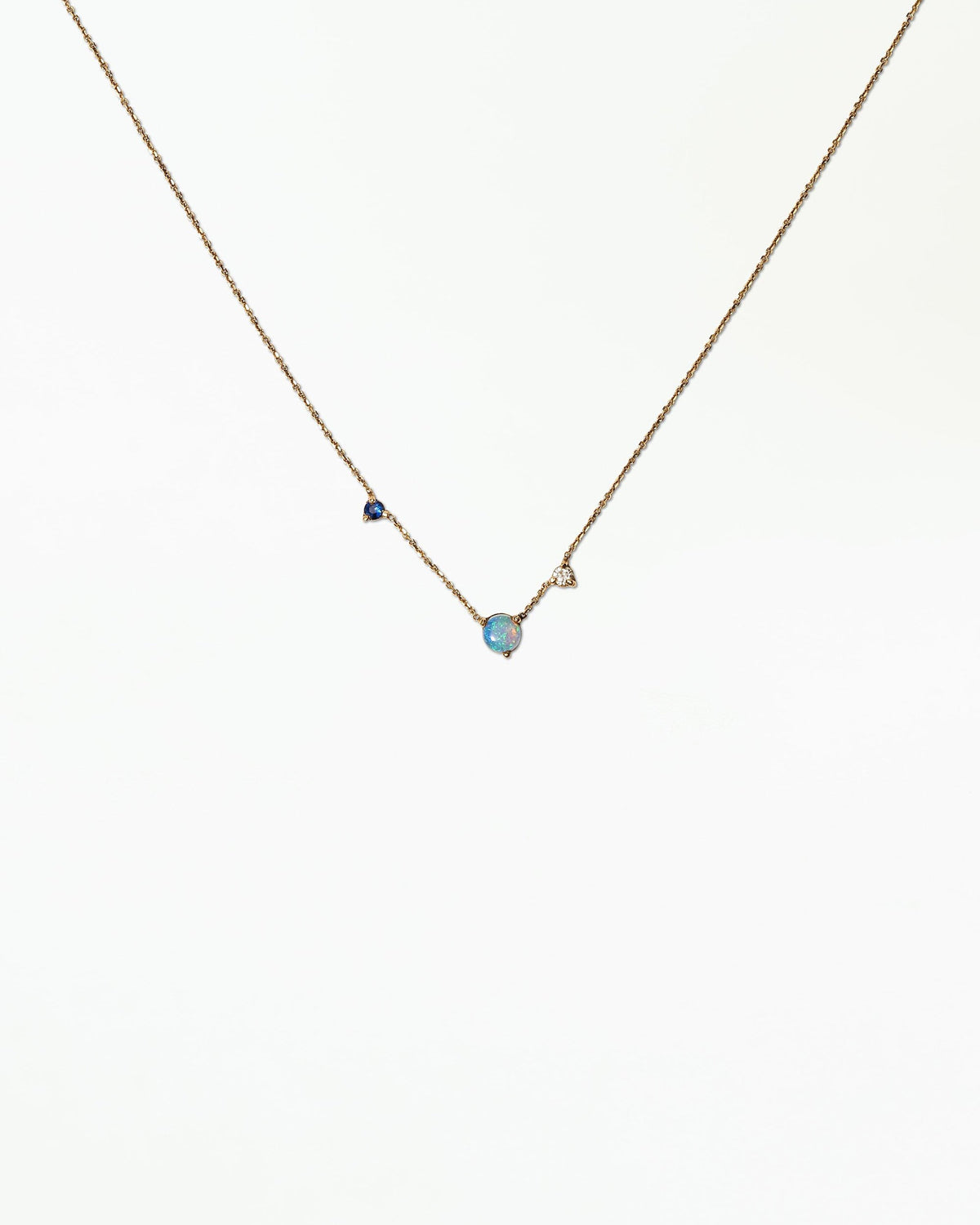 WWAKE Opal &amp; Diamond Three Step Necklace in 14kt yellow gold, product view
