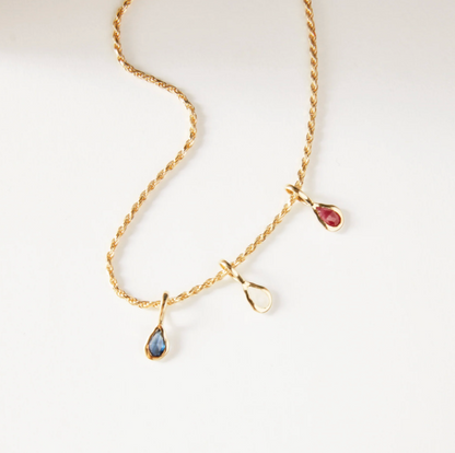 Pear Mood Birthstone Pendant in blue sapphire