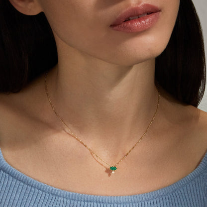 Stone &amp; Strand Emerald Marquise Necklace worn on model