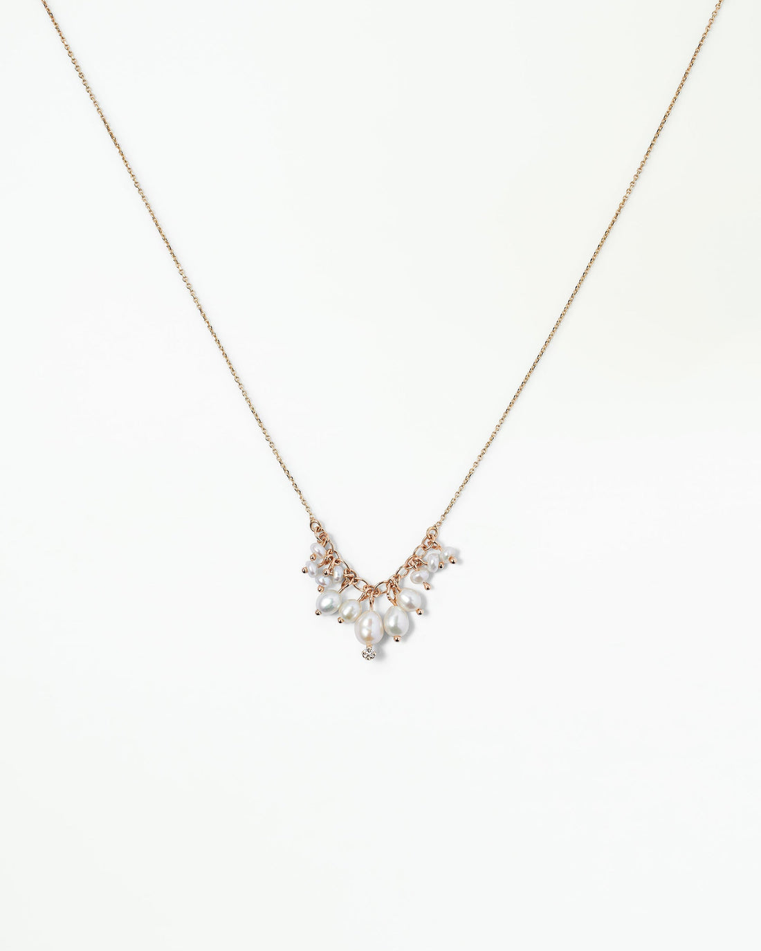 WWAKE Shadow Diamond &amp; Pearl Necklace in 14kt yellow gold, product view
