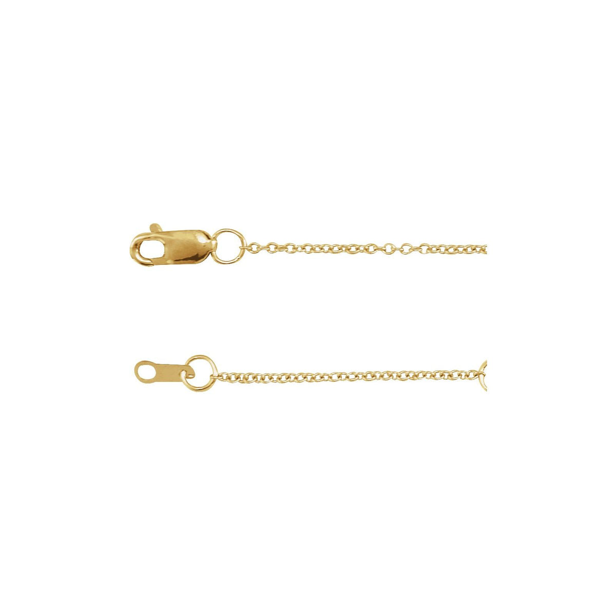 Classic Cable Charm Chain in 14kt yellow gold with lobster clasp, close up