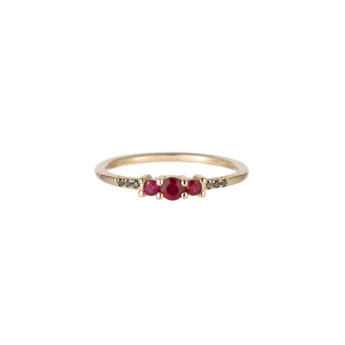 Jennie Kwon Ruby Trio Equilibrium Ring in 14kt yellow gold