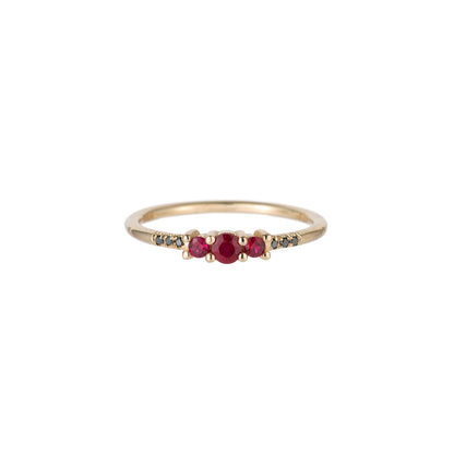 Jennie Kwon Ruby Trio Equilibrium Ring in 14kt yellow gold