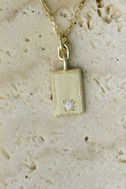 Rectangle Diamond Mirror Pendant worn