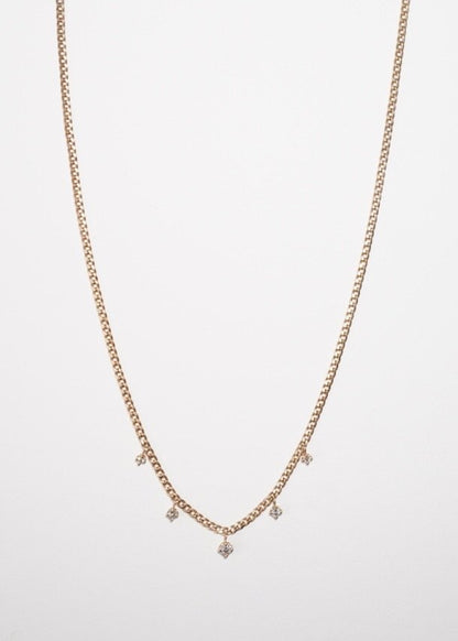 Zoe Chicco 5 Dangling Prong Set Diamonds Curb Chain in 14kt yellow gold