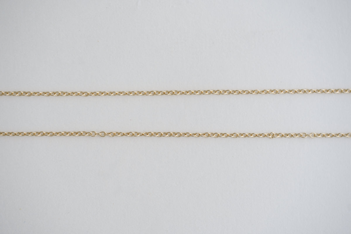 Dainty Cable Chain by Lane &amp; Kate, 14kt solid gold, adjustable from 16" to 18", perfect for our charms, this is a dainty chain