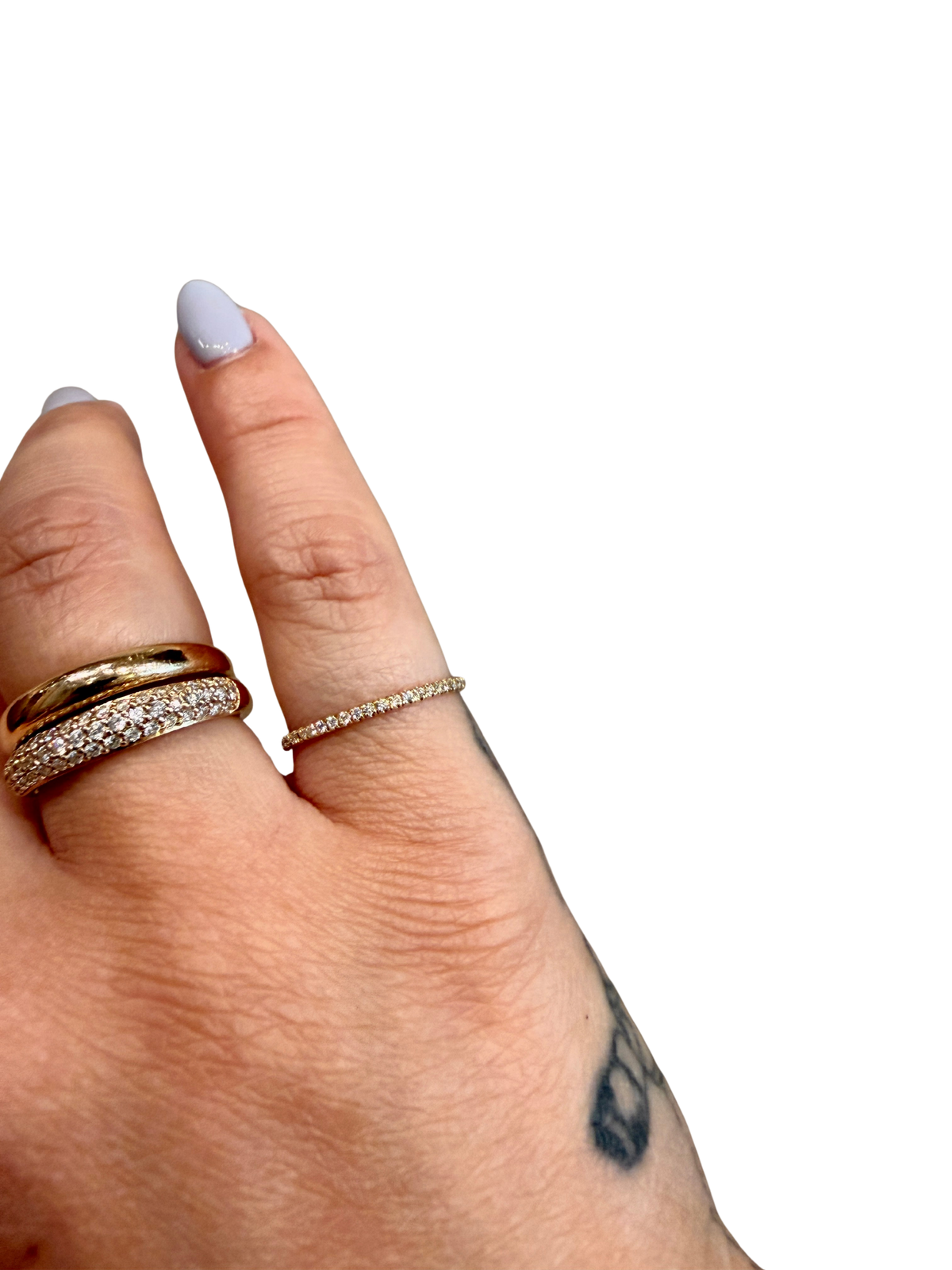 Diamond 3/4 Sparkle Ring by Jennie Kwon, 14kt gold 1.5mm half round hand pulled wire band