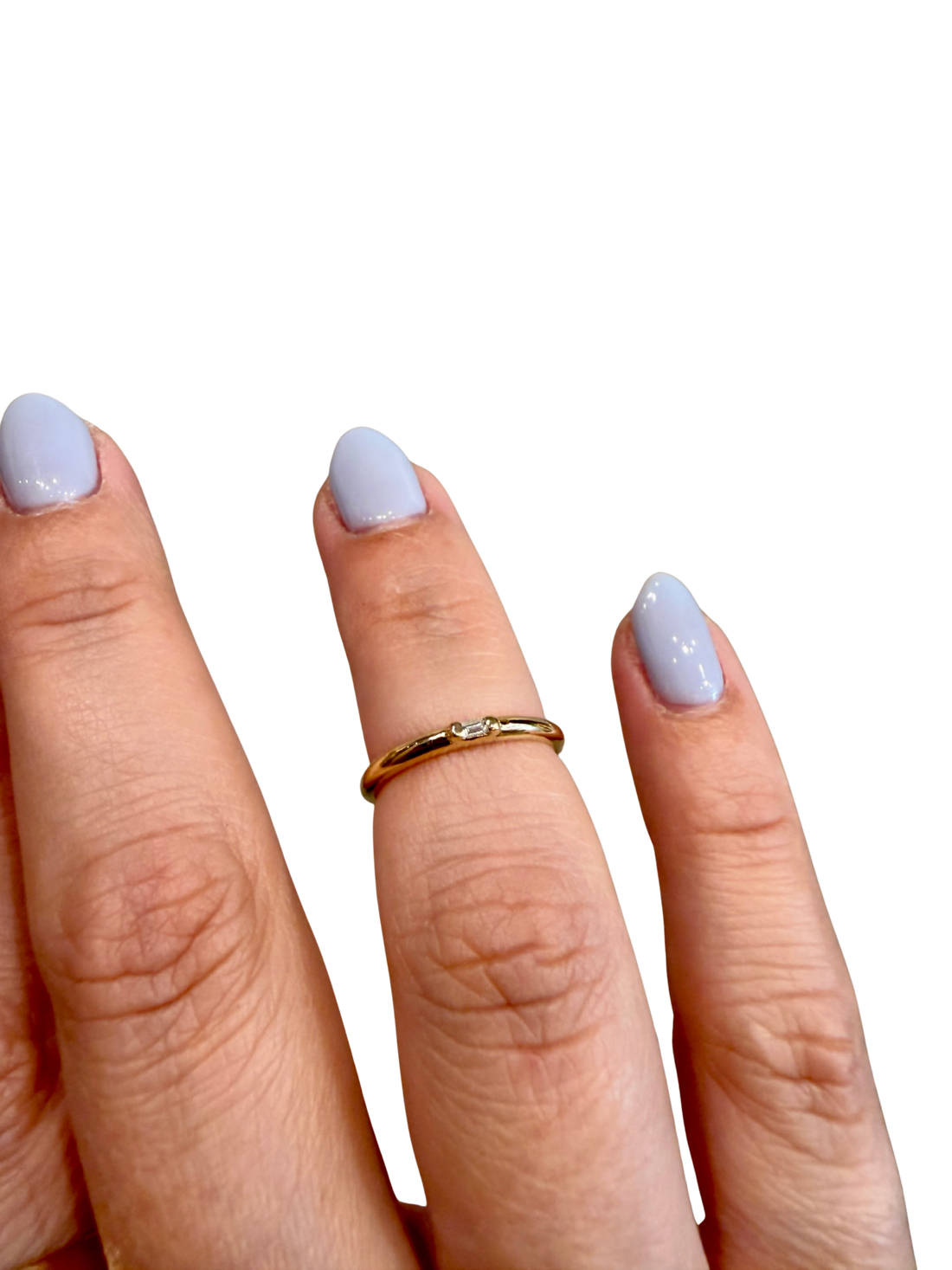 Diamond Baguette Accent Ring by Jennie Kwon, 14kt gold, one 2 x 1.25mm natural baguette diamond