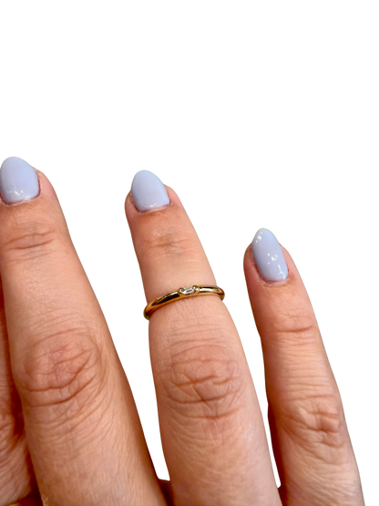 Diamond Baguette Accent Ring by Jennie Kwon, 14kt gold, one 2 x 1.25mm natural baguette diamond