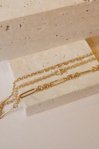 14KT GOLD LARGE PAPERCLIP ROLO CHAIN BRACELET