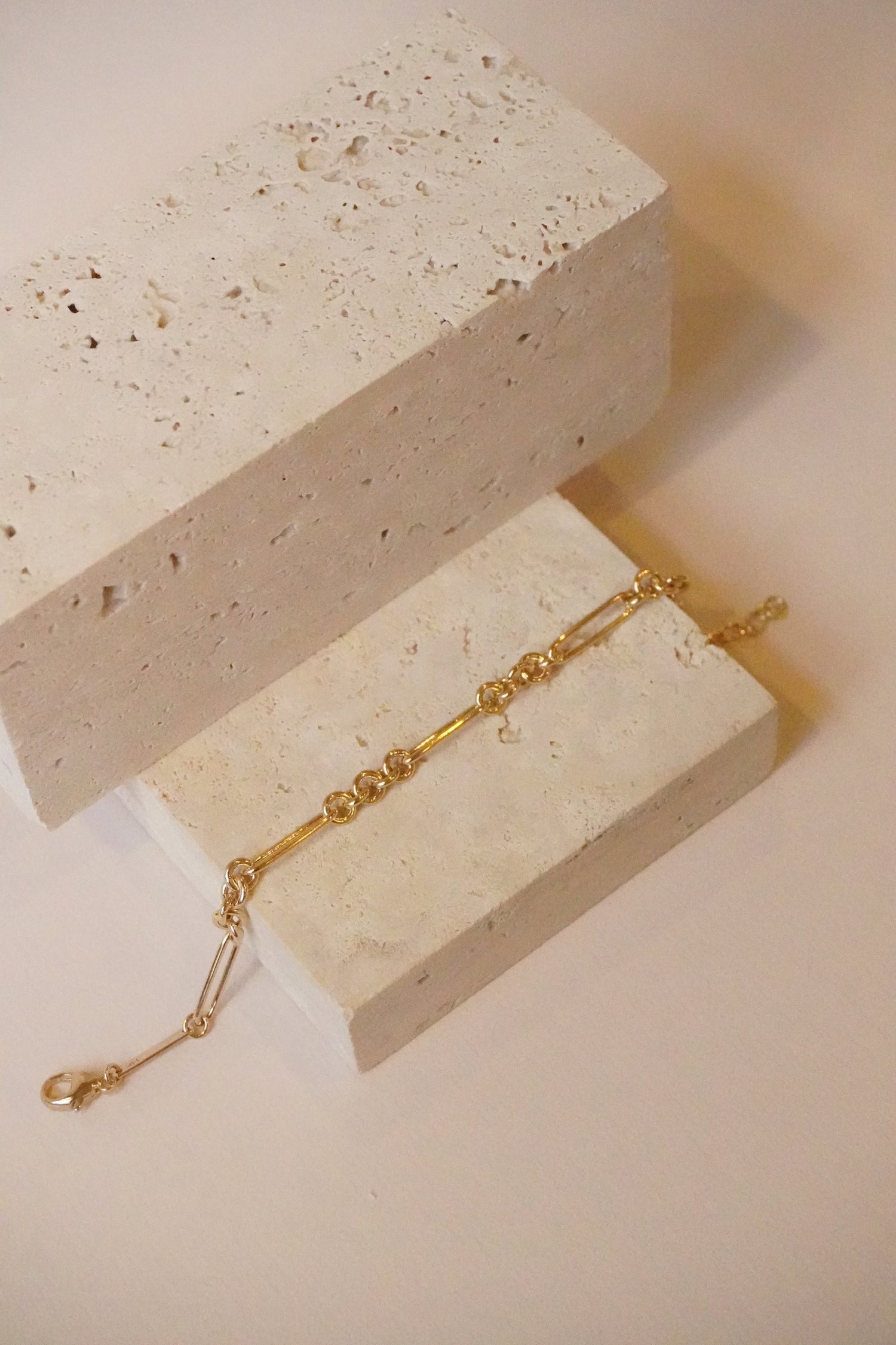 14KT GOLD LARGE PAPERCLIP ROLO CHAIN BRACELET